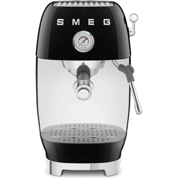 Smeg ECF03BLEU, Premium Siebträgermaschine im 50’s Style in schwarz, mit Cold-Brew-Funktion und 15bar Pumpendruck