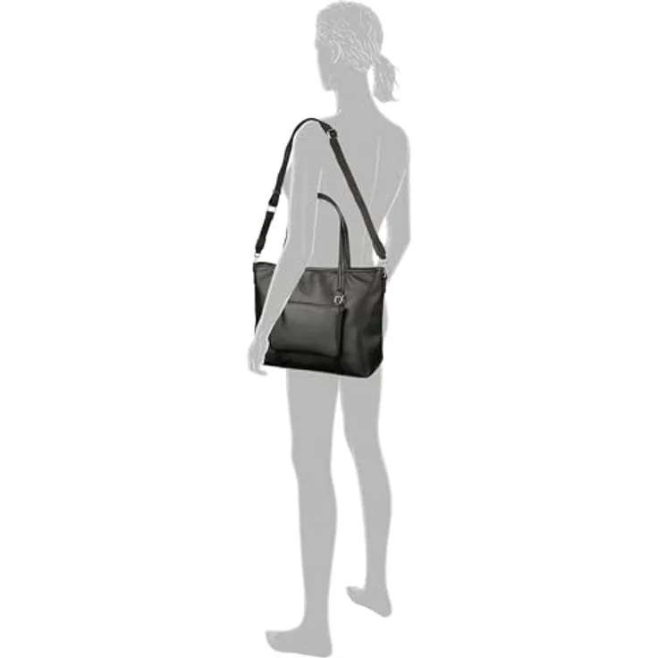 TOM TAILOR Shopper Jamila, Platzwunder mit 2-in-1-Funktion aus genarbtem Lederimitat, schwarz – Bild 3