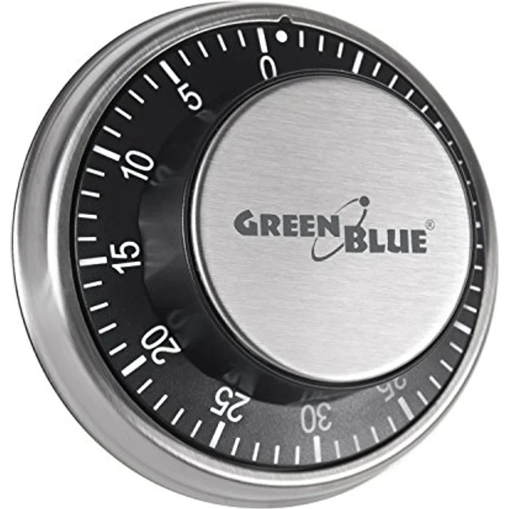 Green Blue GB152 Mechanischer Küchentimer Zeitmesser Eieruhr mit Magnetischer Rückseite Kochuhr Kurzzeitmesser 59min, Silver - Black – Bild 1