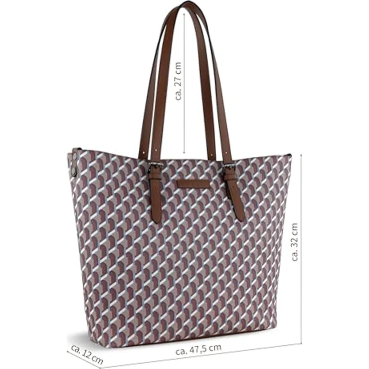 Bugatti Shopper Ella L, großzügige Handtasche aus hochwertigem Kunstleder mit Bag in Bag, Violett – Bild 2