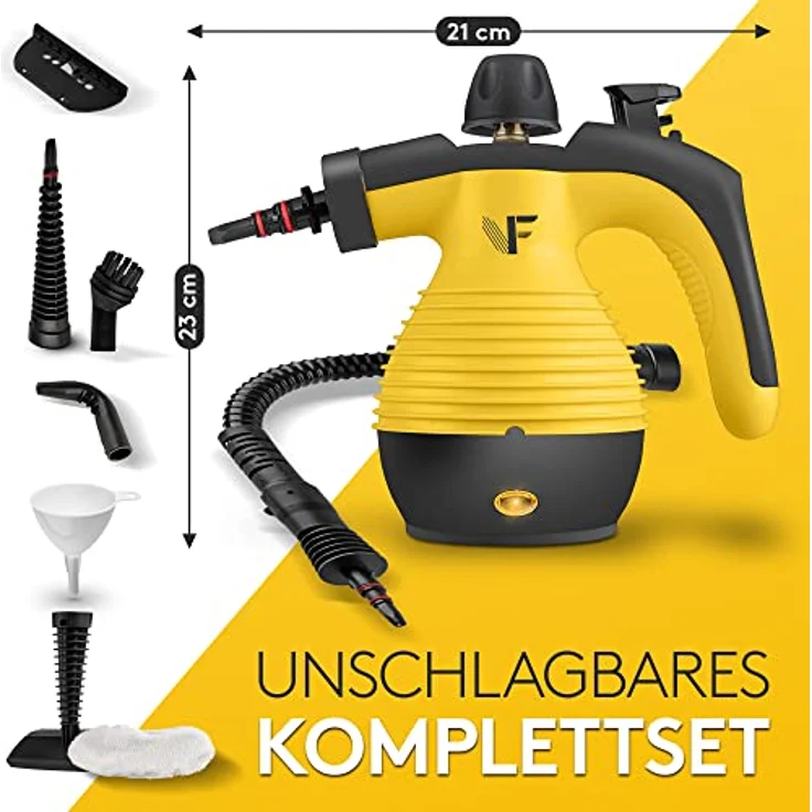 Neighbour's Friend® Dampfreiniger Handgerät mit vielen Aufsätzen 350ml Tank I Leistungsstarker Handdampfreiniger 3,5 Bar I Dampf Gerät Fenster mit Dampfregulierung, Schwarz – Bild 2