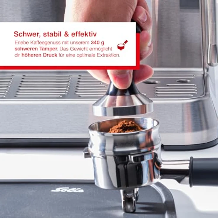 Solis Tamper zu 51 mm Siebhalter, Zubehör Kaffeemaschinen, Silber – Bild 3