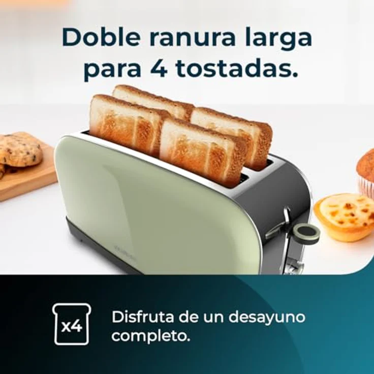 Cecotec Toaster Toastin' time 1500 Green, 1500W, doppelter langer und breiter Schlitz 3,8 cm, Edelstahl, automatische Abschaltung und Pop-up-Funktion – Bild 4