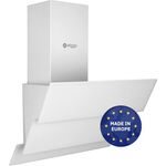 Wiggo Dunstabzugshaube 50cm kopffrei I Abluft Umluft Dunstabzug 300m³/h - LED Touch-Display 3 Stufen I Schräghaube inkl. Fettfilter & 2x Kohlefilter I Abzugshaube mit 3 teiliger Glasfront weiß