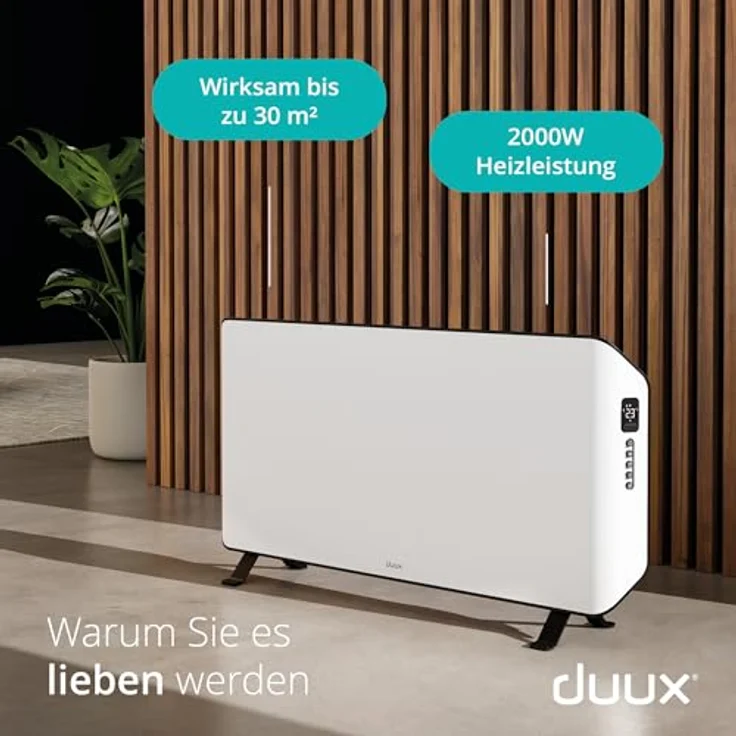 Duux Edge Elektrischer Konvektor-Raumheizer 24 h IP24 Indoor Flur Wand Weiß,  – Bild 2