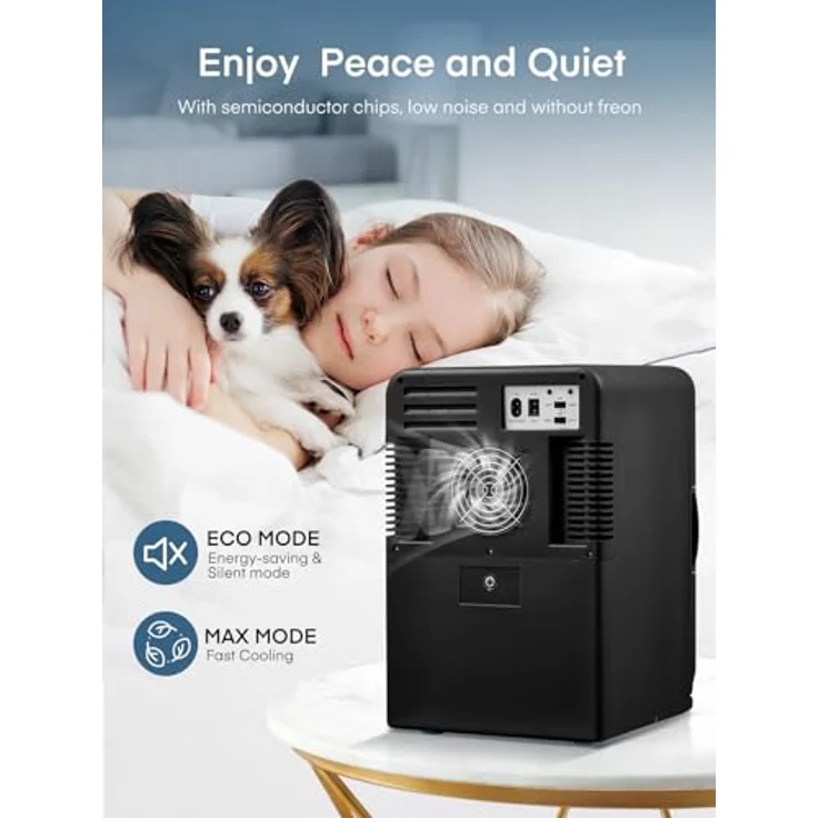 FOHERE 2 in 1 Mini Kühlschrank 15L, Kühlschrank mit Kühl- und Heizfunktion, DC/AC für Autos und Büros, ECO-Low-Noise-Modus, Schwarz – Bild 4