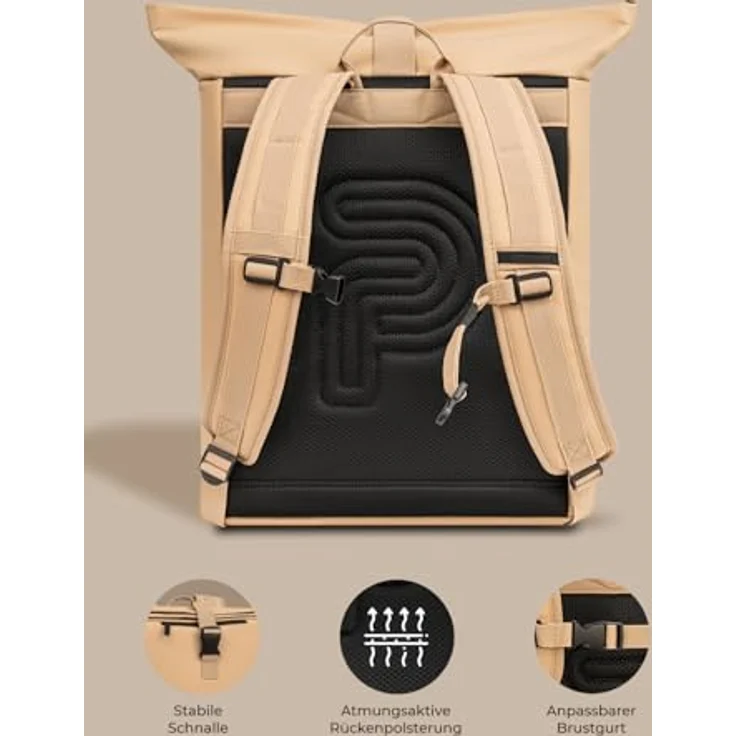 Pactastic Urban Collection Rucksack 45 cm Laptopfach beige – Bild 8