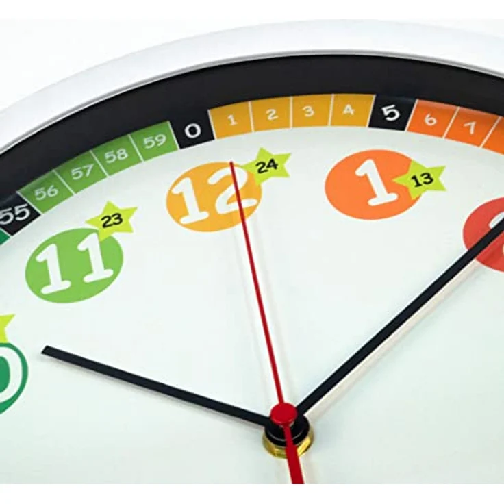 K&L Wall Art Lautlose Kinder Wanduhr Lernuhr Uhr für Mädchen und Jungen Kinderwanduhr 30cm Durchmesser (Regenbogen) – Bild 3