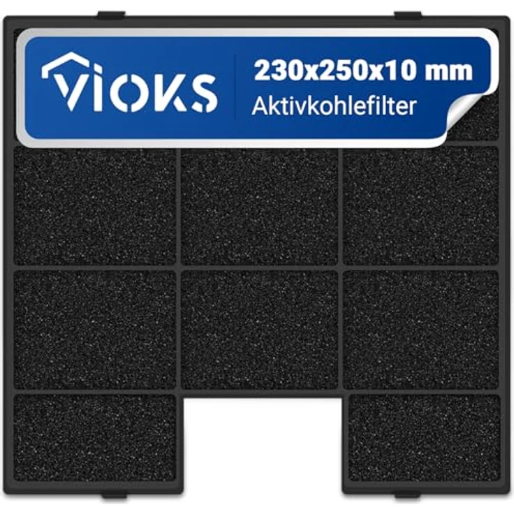 VIOKS Aktivkohlefilter Dunstabzugshaube FWK-250, 230x250x10mm, geeignet für Amica Dunstabzugshauben, effizient gegen Gerüche und Fett – Bild 1