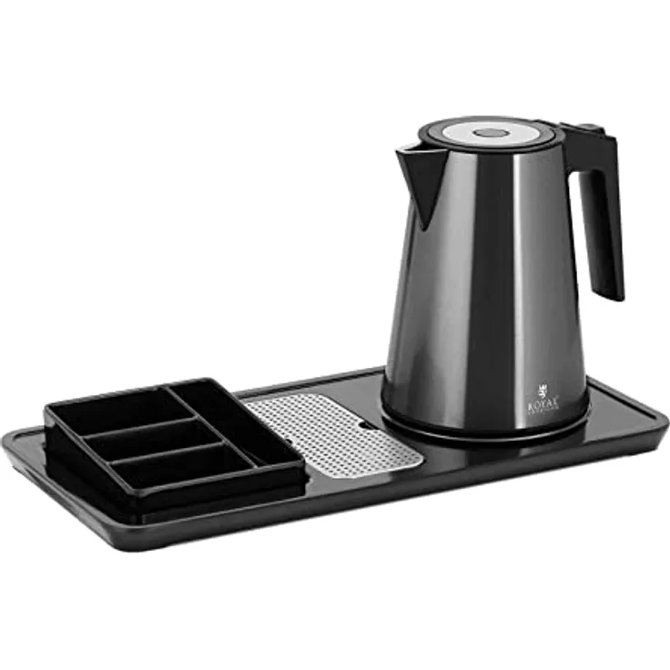 Royal Catering RC-HKS03 Wasserkocher Kaffee- und Teestation 1,2 L 1800 W Edelstahl schwarz