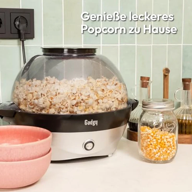 Gadgy Popcornmaschine – 800W Elektrischer Popcorn Maker mit Rührwerk, Antihaft-Platte und 5L Kapazität – Ideal für Zuhause, Partys & Filmabende, geeignet für Butter, Zucker & Gewürze – Bild 2