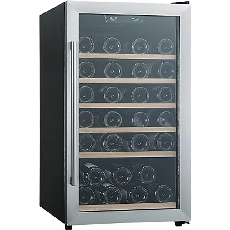 PKM WKS52-2 Weintemperierschrank 124 L | Für 51 Flaschen | Leise 42 dB | Wechselbarer Türanschlag | Automatisches Abtauverfahren