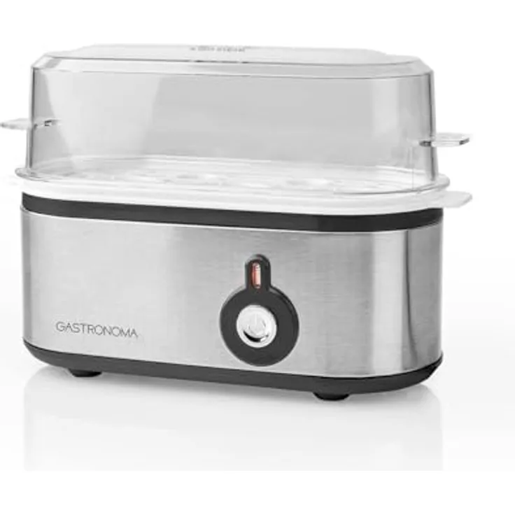 Gastronoma Eierkocher 3 Eier, Edelstahl Egg Cooker mit Timer und kompakt Design, Silber