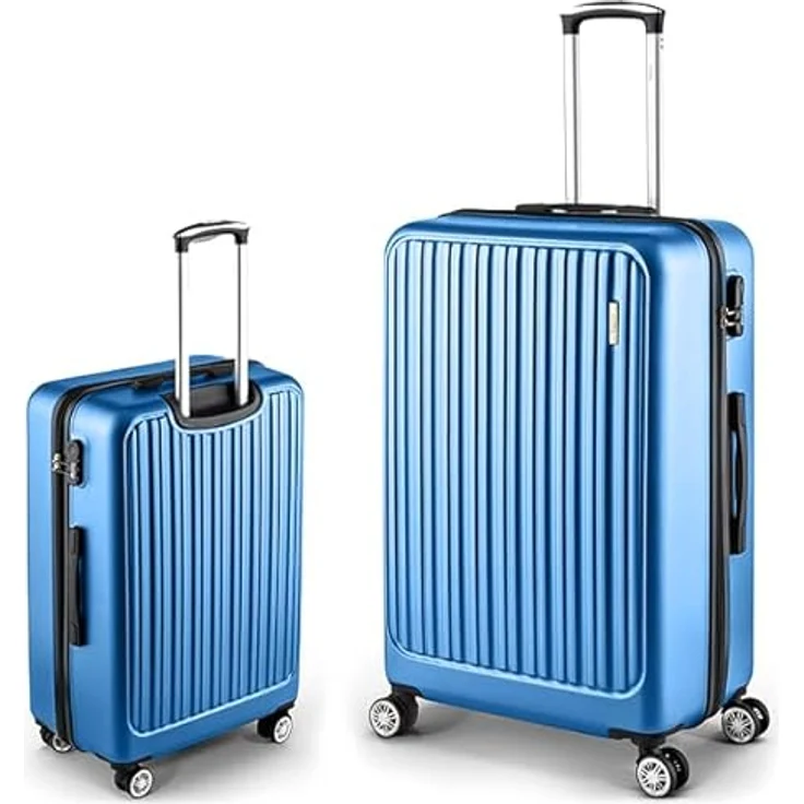 Easy Move ABS Hartschalenkoffer, großer Trolley Koffer mit 360° Rollen, integrierten Zahlen-Schloss, ergonomischem Griff, Light Blue, 74cm – Bild 1