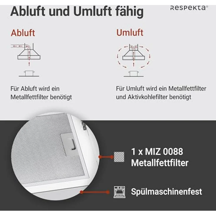 Respekta CH24080WM Kopffreihaube, Wandmontage, weiß – Bild 5