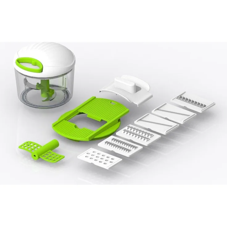 Cheffinger Zerkleinerer Multischneider 11 tlg Rührfunktion, weiß/grün