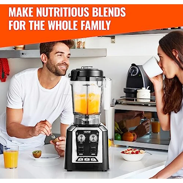VEVOR Kommerzieller Standmixer HS-210D-US, 2200 W, 3-Funktionen, 2 L Kapazität, für gefrorene Getränke, Milchshakes und Smoothies, schwarz – Bild 6