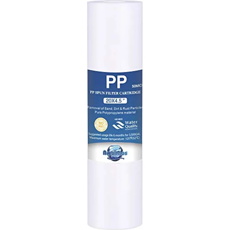 Aquintos BIG Blue Jumbo Polypropylen Sedimentfilter, 20 Zoll x 4,5 Zoll, 50 Mikron, für Trink- und Brauchwasserfilterung