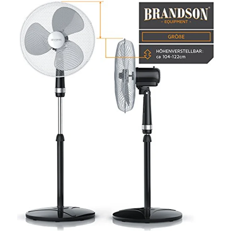 Brandson Standventilator 40cm - Ventilator Standfuß höhenverstellbar - mobiler Lüfter - hoher Luft – Bild 4
