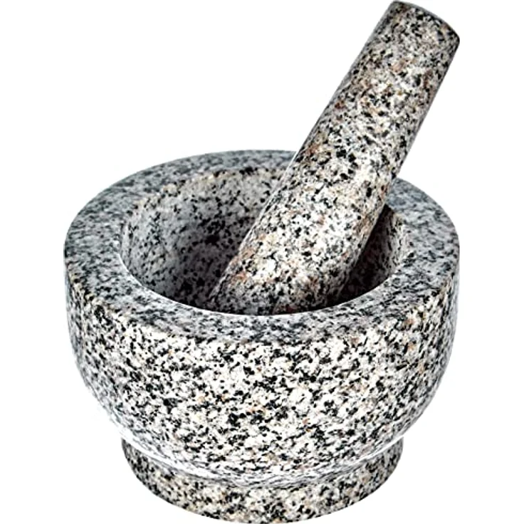 Zeller 24503 Mörser und Stößel-Set, Granit, grau, ca. 13 x 13 x 8 cm – Bild 2