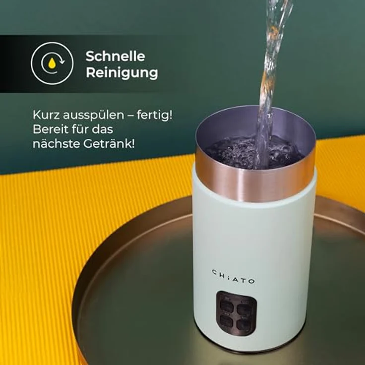 CHiATO milkPLAY, Elektrischer Milchaufschäumer mit 3 Schaumarten und 240 ml Kapazität, kompakt und sicher – Bild 4