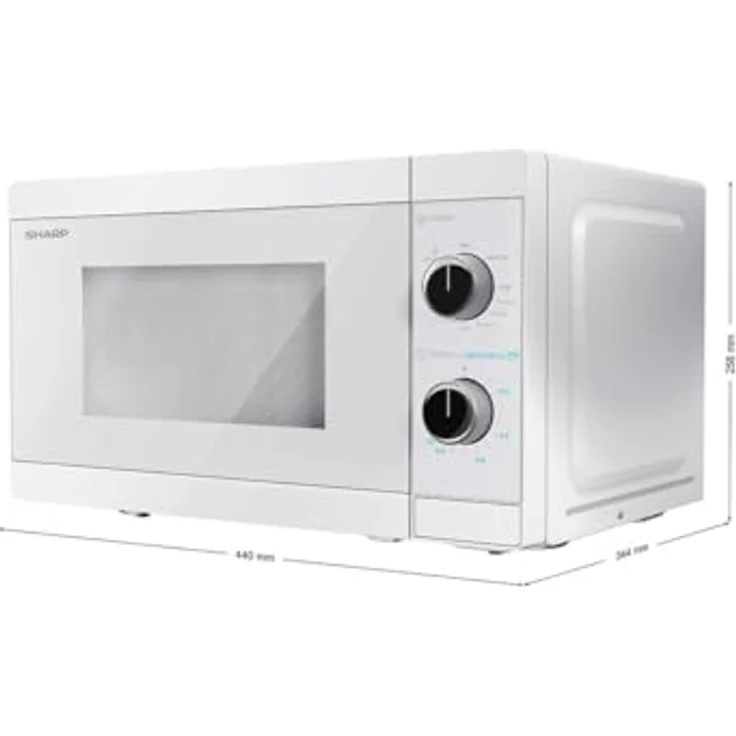 Sharp YC-MG01E-C Kombi-Mikrowelle, mit Grill, Garraum 20 Liter, 800 W, Timer, Auftaufunktion, inkl. Drehteller, Grillgestell, weiß – Bild 3