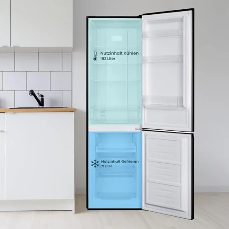 homeX CFSN2531C-B Kühlschrank mit Gefrierfach, 253 Liter, No Frost, freistehend, schwarz – Bild 5