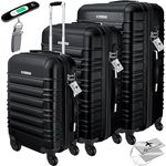 KESSER® 3tlg. Hartschalenkofferset Hartschalenkoffer Reisekoffer Set Reisekofferset Trolley Koffer Inkl. Kofferwaage + Gepäckanhänger Rollkoffer Schloss 4 Rollen ABS-Hartschale Teleskopgriff M-L-XL
