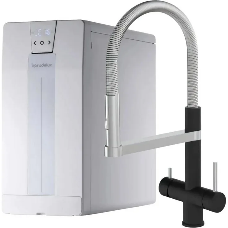 SPRUDELUX POWER SODA OSMOSE Wassersprudler Untertisch AORA FT-Line 3, integrierte Osmose, Kühlung, Leckschutz, 5-Wege Alba Schwarz
