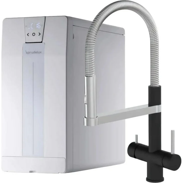 SPRUDELUX POWER SODA OSMOSE Wassersprudler Untertisch AORA FT-Line 3, integrierte Osmose, Kühlung, Leckschutz, 5-Wege Alba Schwarz