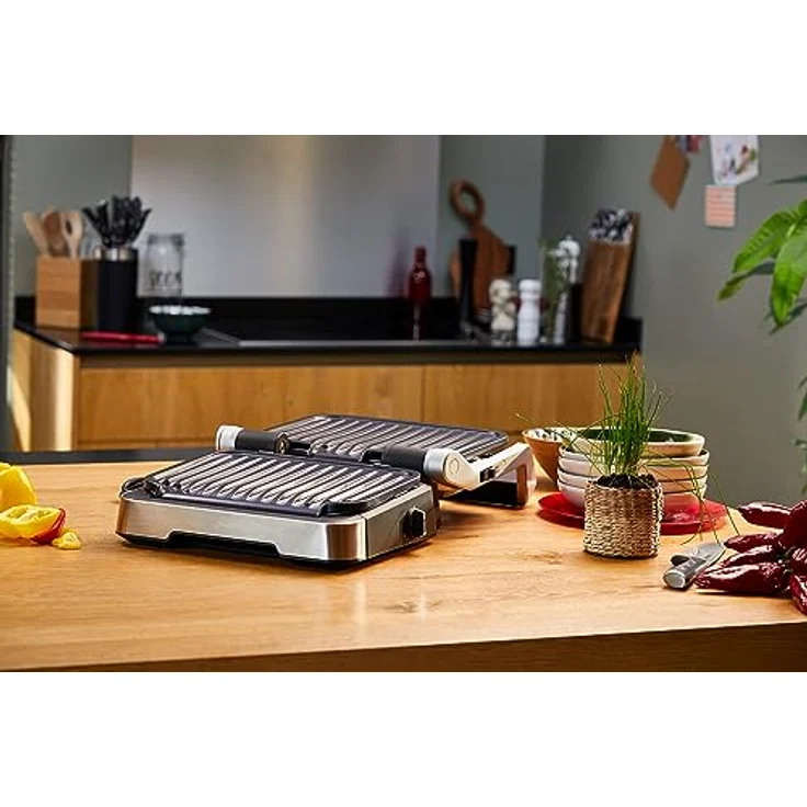 Tefal OptiGrill 4in1 GC774D Kontaktgrill | intelligentes Grillen | 9 automatische Programme | Barbecue/Backofen/komplette Mahlzeiten | gesünderes Grillen | einfache Reinigung | Edelstahl – Bild 3