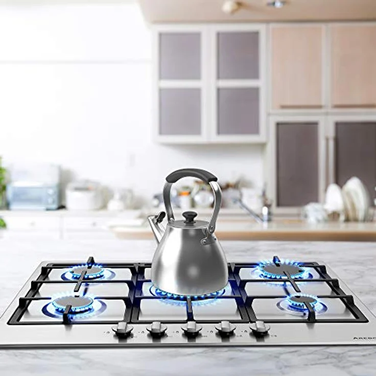 Arebos Gaskochfeld 5 Flammig | Edelstahl Gasherd mit automatischem Flammenschutz | Erd- oder Propangas | Autark und effizient – Bild 2