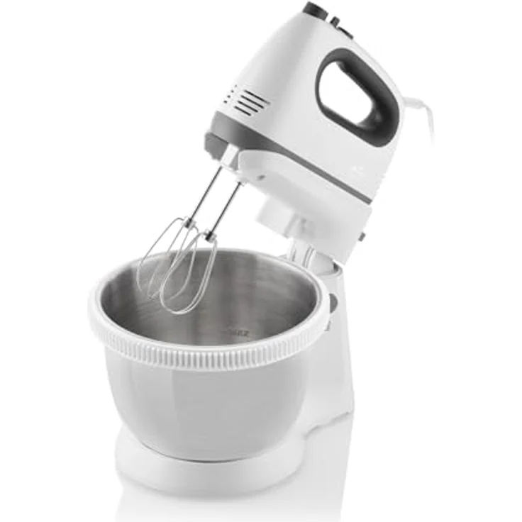 ETA Handmixer Crema II mit Schüssel I Schlagen, Kneten I 400W I 5 Geschwindigkeitsstufen + TURBO-Taste I Rotationsschüssel 3,6l I 2x Edelstahlrührbesen, 2x Edelstahlknethaken – Bild 2
