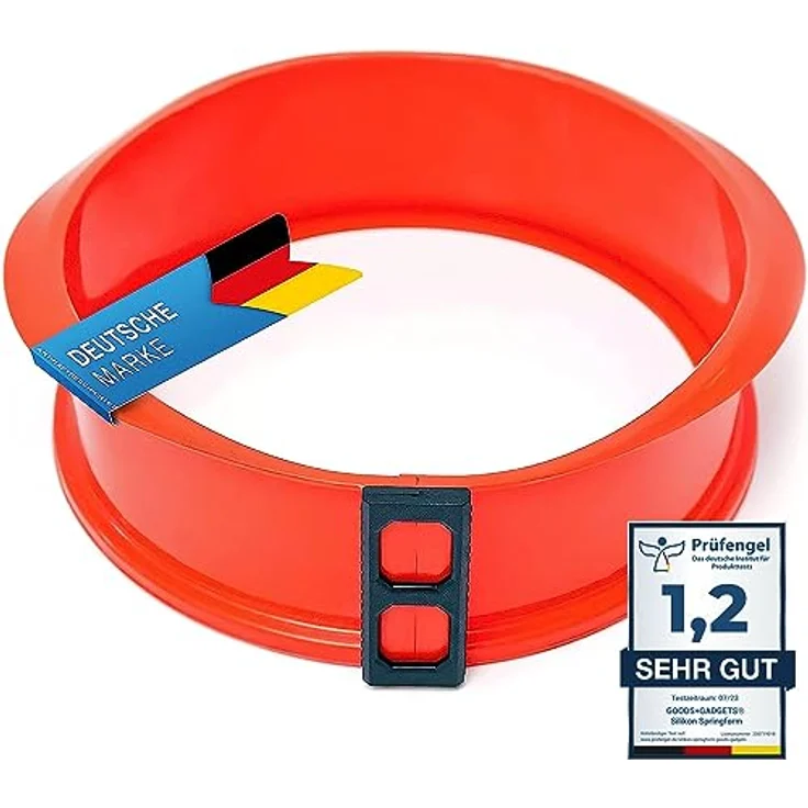 GOODS+GADGETS Silikon Springform Antihaftbeschichtete Kuchen Backform (Silikonform mit Glasboden) - Thermo-Glasboden, Spülmaschinengeeignet, hitzebeständig bis 300°C – Bild 1