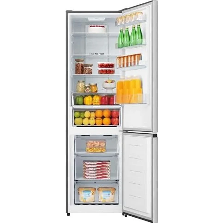 Continental Edison CEFC336NFIX1 Kühl-Gefrierkombination 336 L, Bottom Freezer, No Frost, 4-Sterne Gefrierfach, Touch-LED Display, Silber, 35 dB – Bild 3