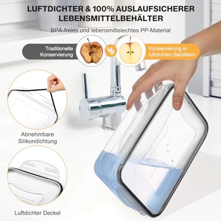 YASHE Frischhaltedosen, 50er Set (25 Behälter + 25 Deckel), luftdicht, BPA-frei, rot, mikrowellen- und gefriersicher, stapelbar – Bild 3