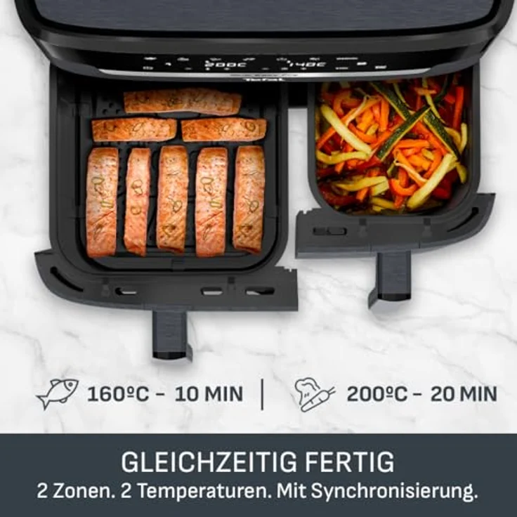 Tefal Dual Easy Fry XXL, Heißluftfritteuse mit 11 L, zwei Kammern, 7 Programme, Extra-Crisp-Technologie, spülmaschinenfest – Bild 5