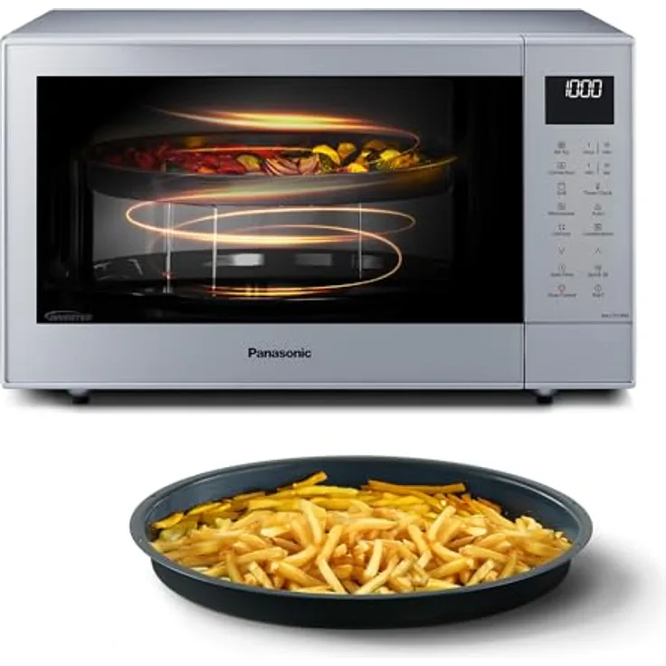 Panasonic NN-CT57RMEPG Mikrowelle Silber, 1000W, Grillfunktion, Heißluft-Funktion, digitaler Timer, LCD-Display, 34-cm-Drehteller