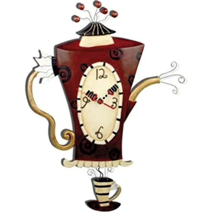 Enesco C652 Wanduhr, Teekanne, Harz, 42 cm