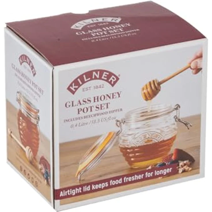 Kilner Honigtopf mit Deckel und Honignehmer - Honigspender - Glas - schöne Vintage Optik – Bild 3