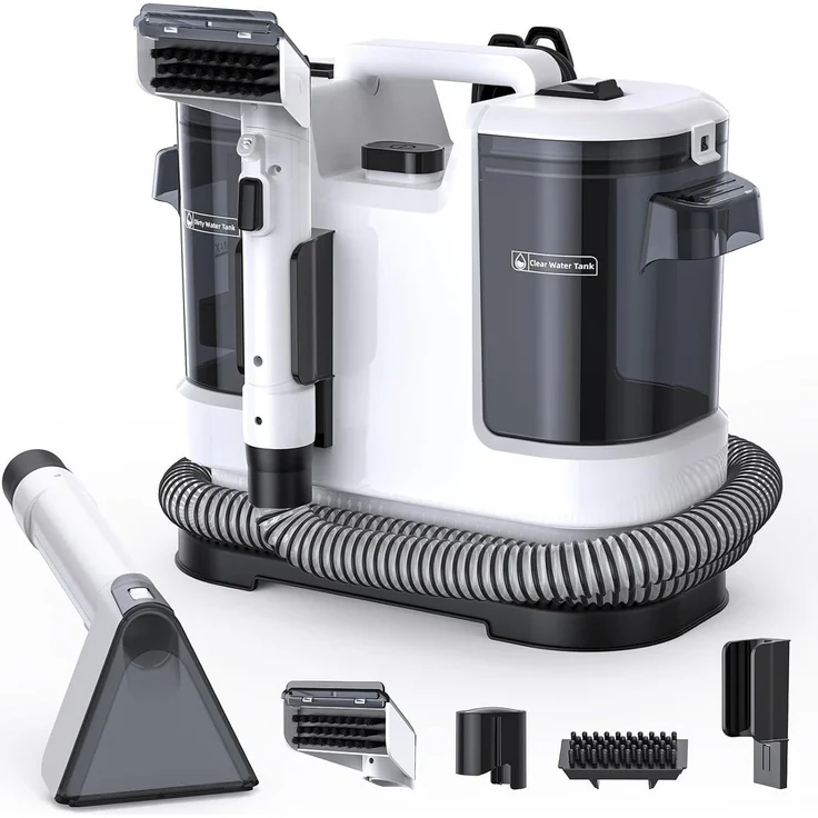 Athlix Nass-Trocken-Sauger, beutelloser Polsterreiniger mit 450 W, 13,5 kPa Saugkraft, 1,75L Doppelwassertanks und Selbstreinigungsfunktion