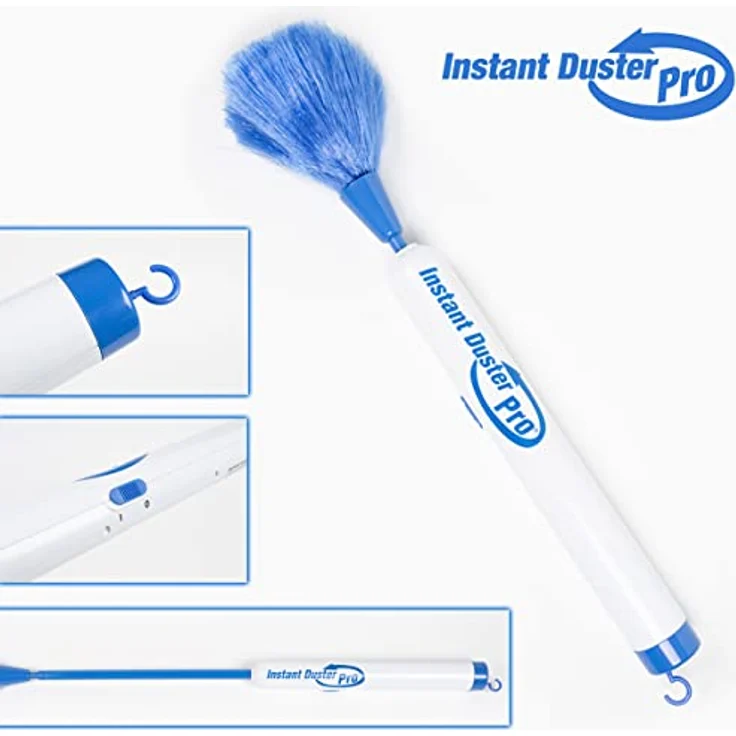 Elektro-Oberflächenbürste Instant Duster Pro Best Direct, Set, 4-TLG., inkl. großem und kleinem Staubwedel (austauschbar), Staubwedel mit Teleskopstiel, rotierend, elektrisch, batteriebetrieben – Bild 3
