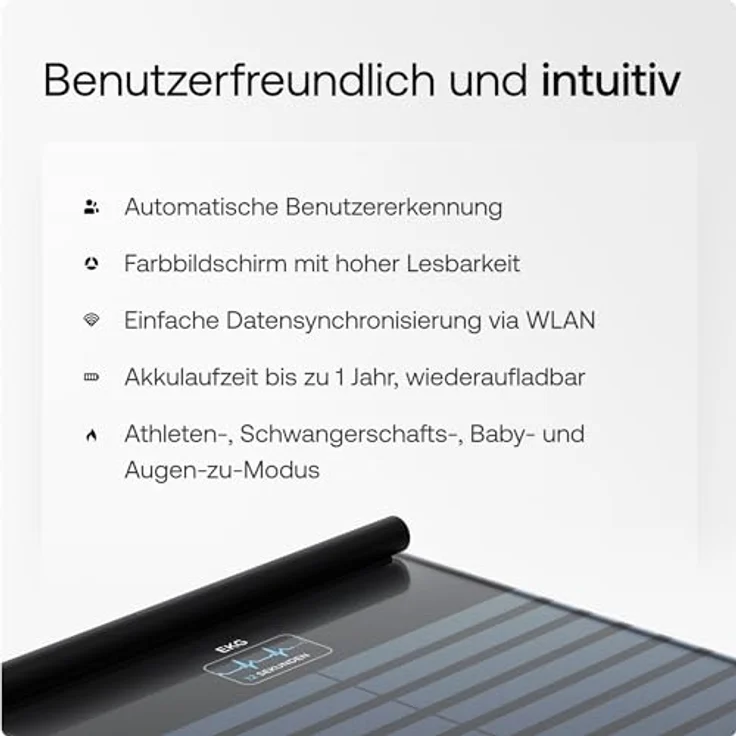 WITHINGS Body Scan - Digitale Personenwaage mit segmentaler Körperanalyse und 6-Kanal-EKG, Smart Waage zur Messung von Körperfett, Muskelmasse und Viszeralfett, Android & iOS Kompatibel – Bild 6
