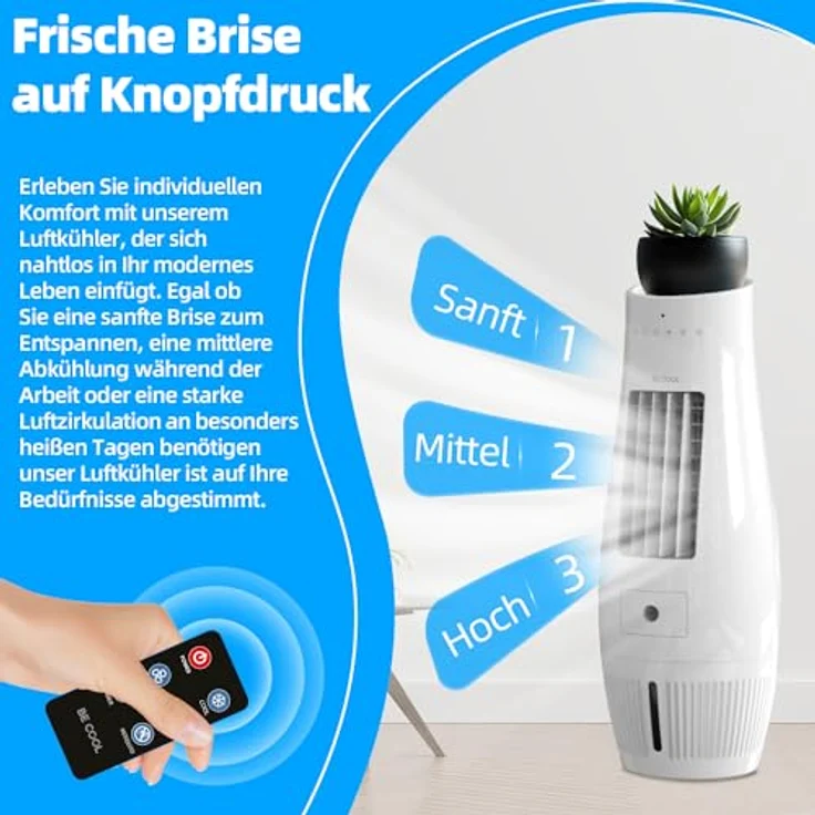 be cool BC07AC60WF, 4 in 1 Ventilatorkombigerät mit Mückenabwehr, 7 Liter Wassertank, Ausnehmung für Blumentopf – Bild 5
