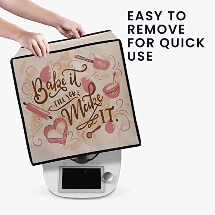 kwmobile Hülle kompatibel mit Thermomix TM5 / TM6 - Küchenmaschine Abdeckhaube - Dunkelbraun Beige Pink - Schutz vor Staub, Fingerabdrücken und UV-Strahlen – Bild 3