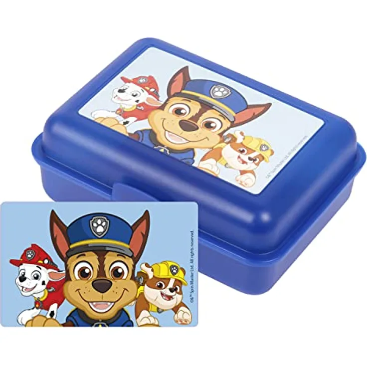 United Labels Paw Patrol Brotdose - Chase, Marshall & Rubble Lunchbox Butterbrotdose mit Trennwand Blau