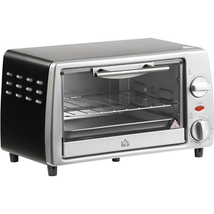 HOMCOM Mini Backofen 10 Liter 750W Silber, Einstellbare Temperatur bis 230 ℃, Timer 60 Minuten, kompaktes Design – Bild 1