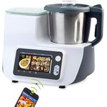 COMV! Küchenmaschine mit Kochfunktion und Waage | Küchenroboter mit WLAN – App-Steuerung | Farbdisplay | 1200 W | 12 Funktionen, Edelstahl/Mattschwarz