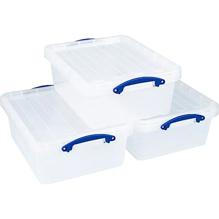 Really Useful Box Aufbewahrungsbox aus Kunststoff, 23,5 l, transparent, 3 Stück – Bild 3