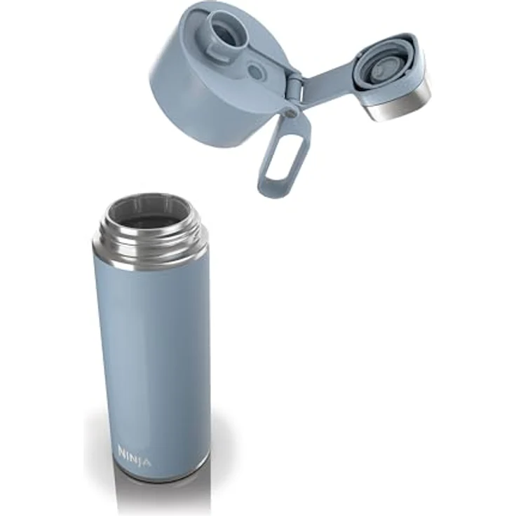 Ninja Thirsti Wasserflasche/Thermobecher to go, 700ml, für kohlensäurehaltige, heiße & kalte Getränke, dreifach isolierter Travel Mug, Edelstahlflasche, Blau – Bild 2